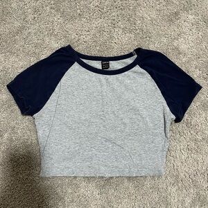 Navy blue grey baby tee